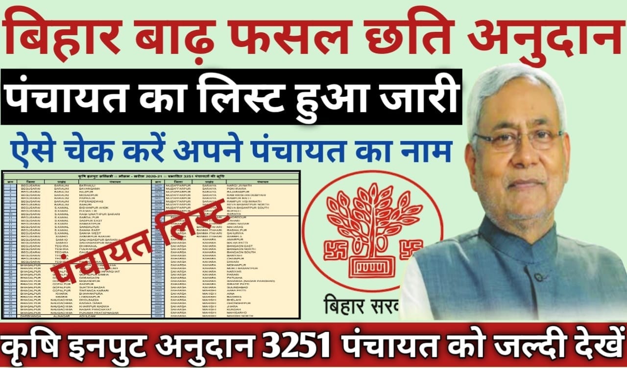 बिहार बाढ़ फसल छति अनुदान 2020