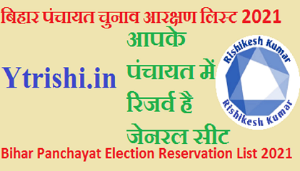 Bihar Panchayat Election Reservation List 2021