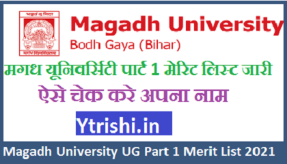 Magadh University UG Part 1 Merit List 2021