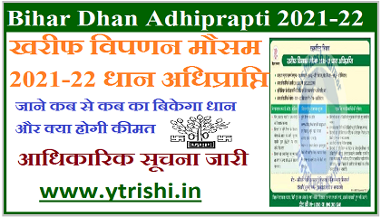 Bihar Dhan Adhiprapti 2021-22
