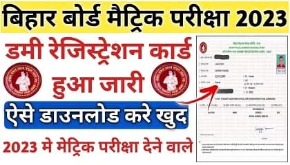 Bihar Board 10th Dummy Registration Card 2023