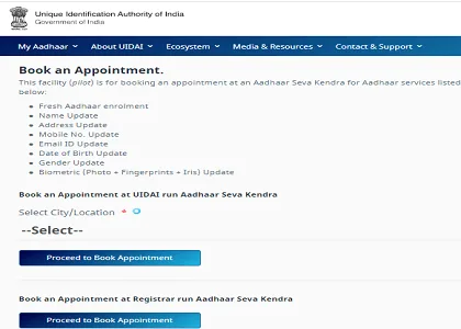 Aadhar Card Online Update Service Closed