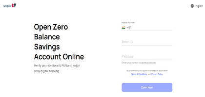 Kotak bank Zero balance Account Opening online