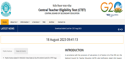 CTET Admit Card 2023 released