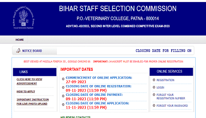 BSSC Inter Level Vacancy 2023 Last Date Extended