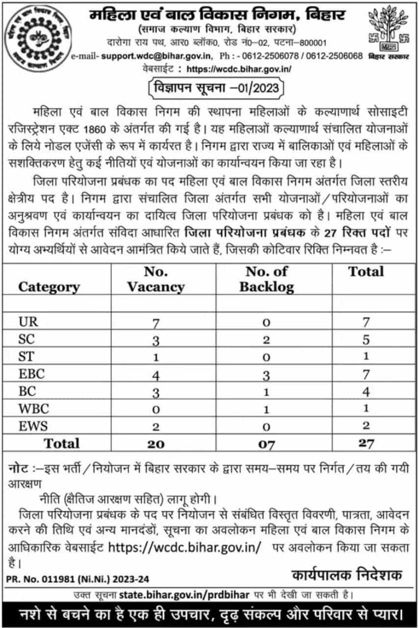 Bihar WDC Recruitment 2023
