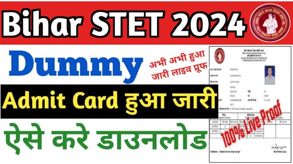 Bihar STET Dummy Admit Card 2024