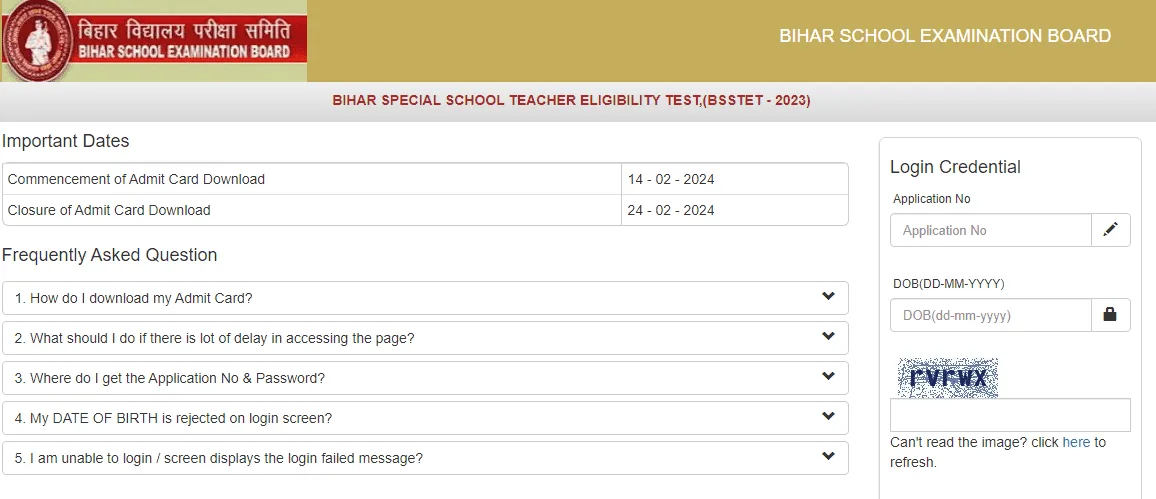 Bihar BSSTET 2023 Admit Card
