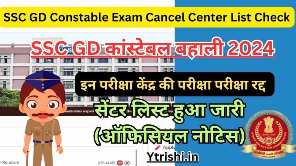 SSC GD Constable Exam Cancel Center List Check