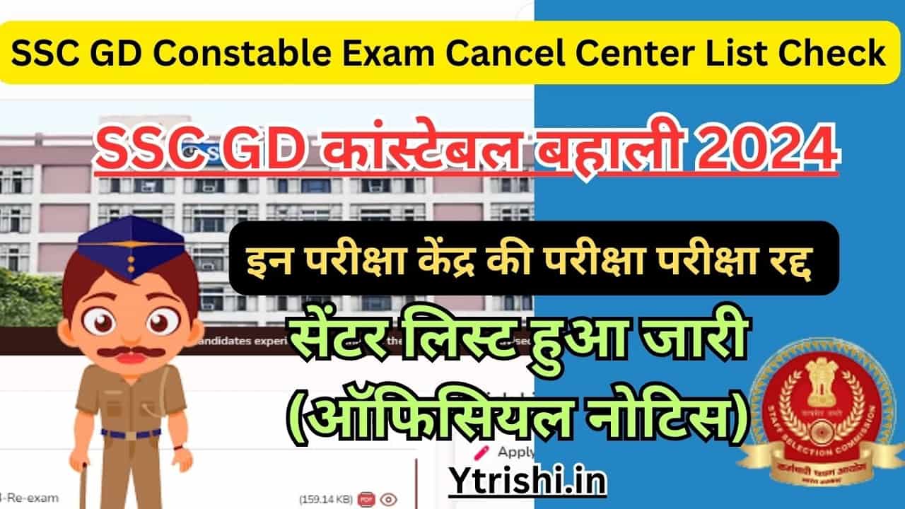 SSC GD Constable Exam Cancel Center List Check - @ssc.gov.in