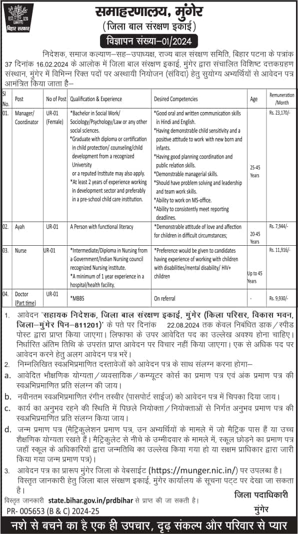 Bihar ICDS Coordinator Recruitment 2024