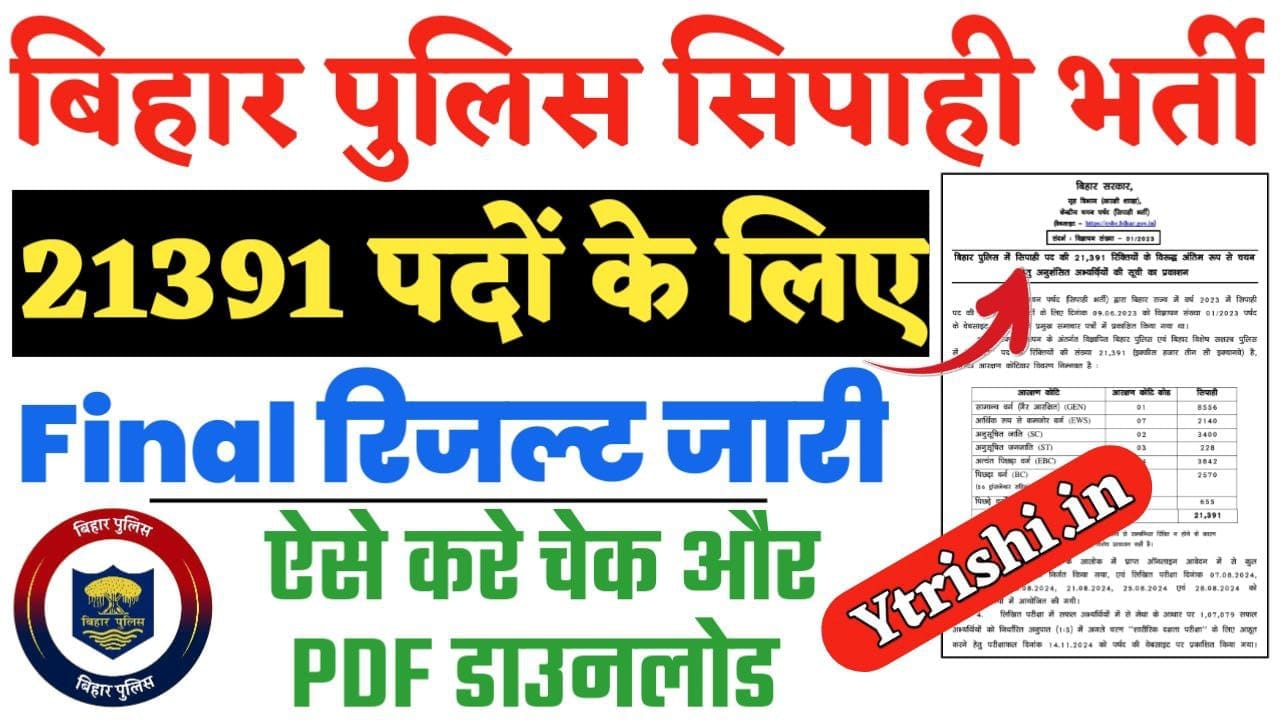 Bihar Police Constable Final Result 2025