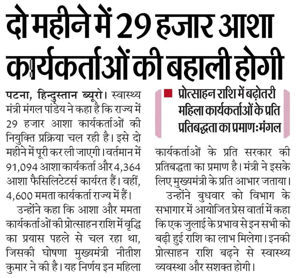 Bihar ASHA Worker Bharti 2025