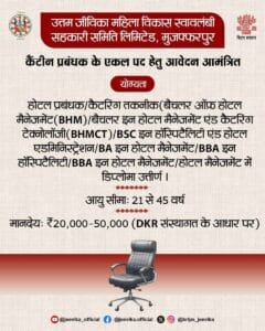 Bihar Jeevika Canteen Manager Vacancy 2026