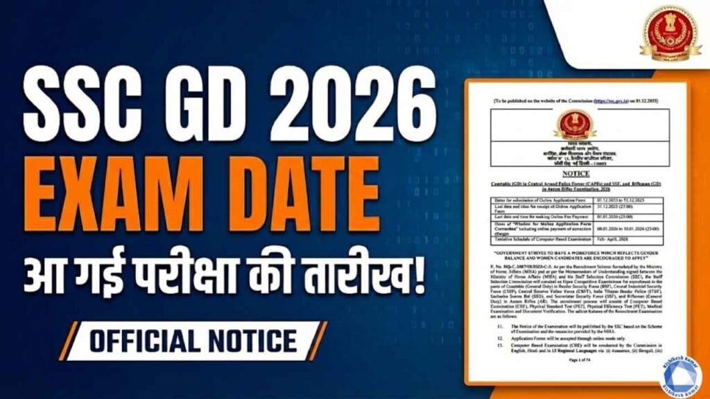 SSC GD Exam Date 2026