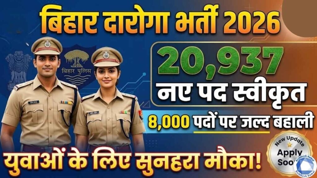 Bihar Daroga Vacancy 2026: 20,937 नए पद स्वीकृत, 8 हजार दारोगा भर्ती जल्द, युवाओं के लिए सुनहरा मौका Bihar Daroga Vacancy 2026