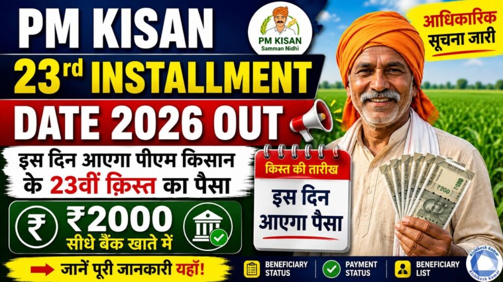 PM Kisan 23rd Installment Date 2026 Out: इस दिन आएगा पीएम किसान के 23वीं क़िस्त का पैसा - आधिकारिक सूचना जारी PM Kisan 23rd Installment Date 2026