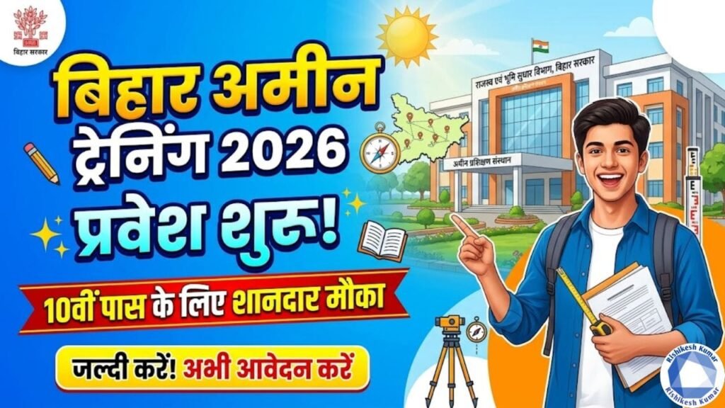 Bihar Amin Training Admission 2026 : बिहार अमीन ट्रेनिंग 2026 एडमिशन आवेदन शुरू 10वी पास के लिए शानदार मौका- जल्दी करे Bihar Amin Training Admission 2026