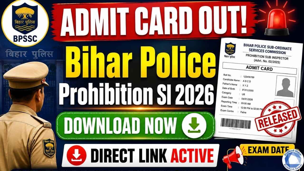 Bihar Police Prohibition SI Admit Card 2026