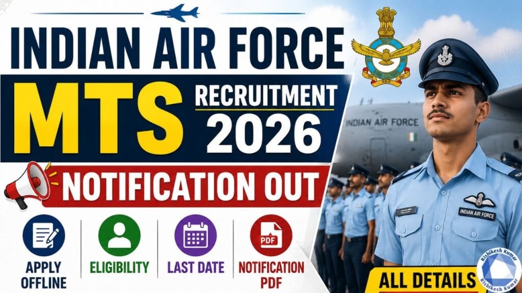 Indian Air Force MTS Recruitment 2026: Notification Out, Apply Offline, Eligibility, Last Date & Notification PDF Indian Air Force MTS Recruitment 2026