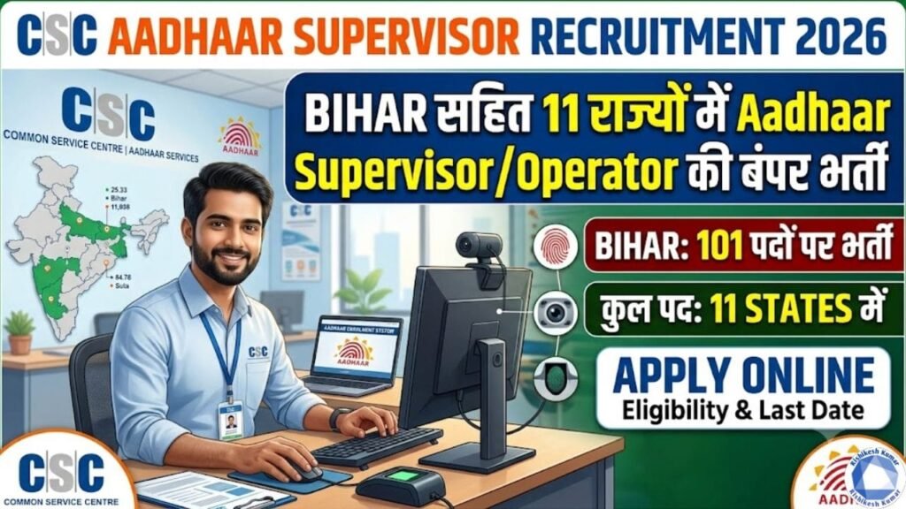 CSC Aadhaar Supervisor Recruitment 2026