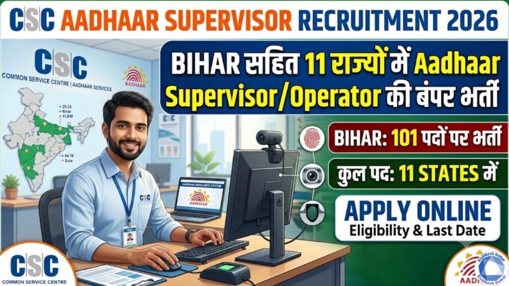 CSC Aadhaar Supervisor Recruitment 2026