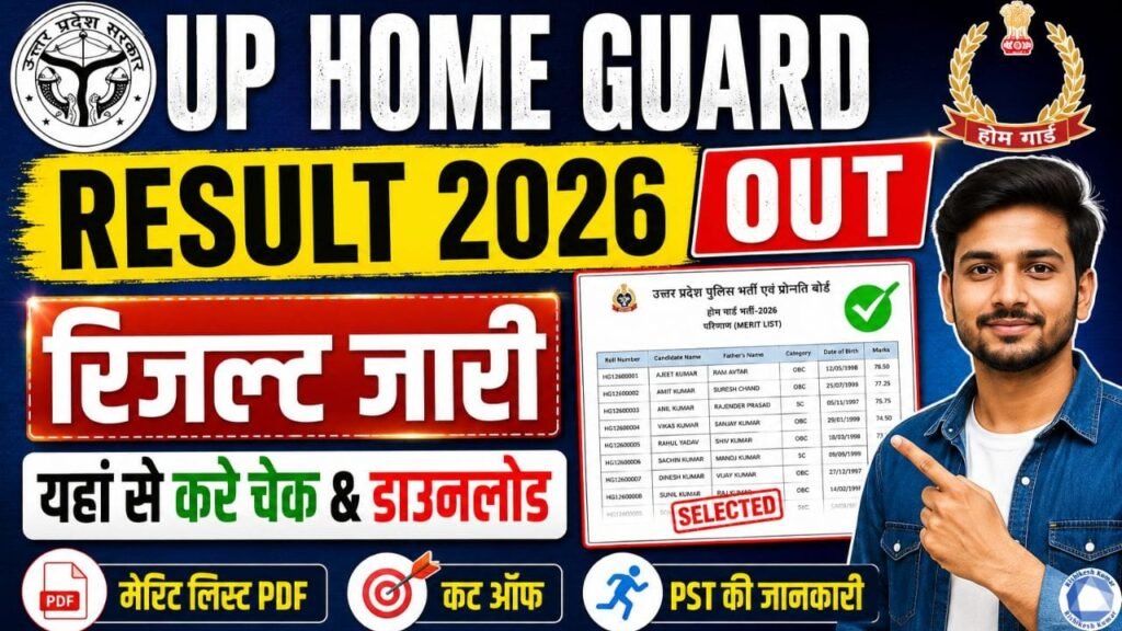 UP Home Guard Result 2026 Out : UP Home Guard Result 2026 जारी, यहां से करे चेक & डाउनलोड (डायरेक्ट लिंक) UP Home Guard Result 2026