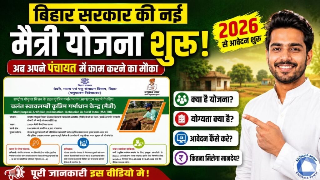 Bihar Maitri Yojana Apply Online 2026 : बिहार सरकारी की नई मैत्री योजना शुरू - अब अपने पंचायत में काम करने का मौका Bihar Maitri Yojana Apply Online 2026