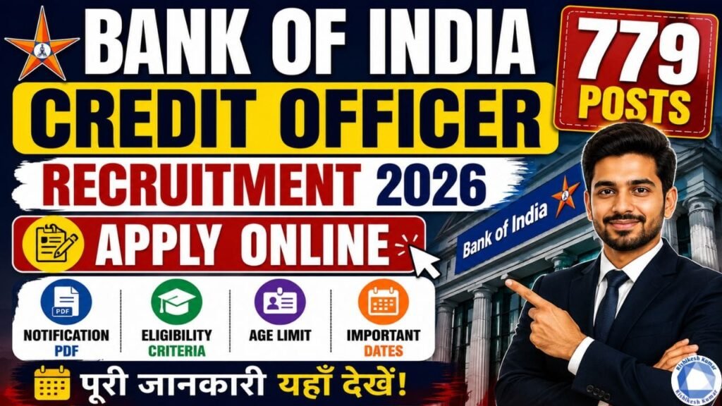 Bank of India Credit Officer Recruitment 2026: Apply Online for 779 Posts, Notification PDF, Eligibility, Age Limit & Last Date Bank of India Credit Officer Recruitment 2026