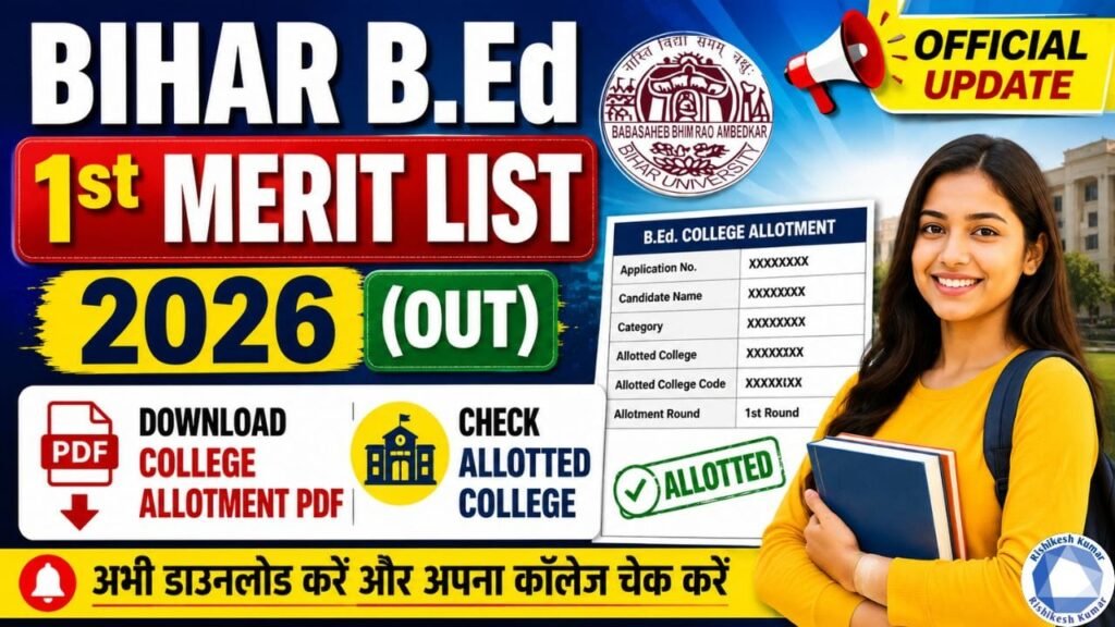 Bihar BEd 1st Merit List 2026 (Out) : Download College Allotment PDF, Check Allotted College Bihar BEd 1st Merit List 2026