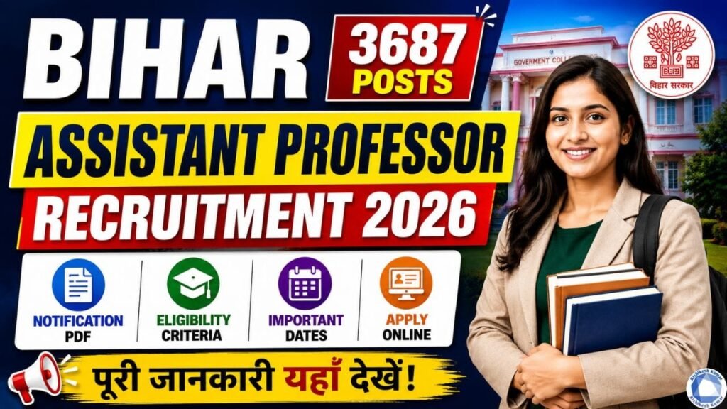 Bihar Assistant Professor Recruitment 2026 Apply Online for 3687 Posts, Notification, Eligibility, Last Date Bihar Assistant Professor Recruitment 2026