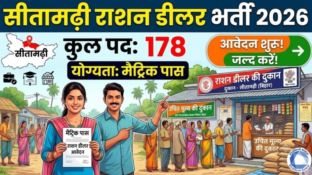 Sitamarhi Ration Dealer Vacancy 2026 : मैट्रिक पास के लिए सीतामढ़ी में 178 राशन डीलर पदों पर भर्ती, आवेदन शुरू Sitamarhi Ration Dealer Vacancy 2026
