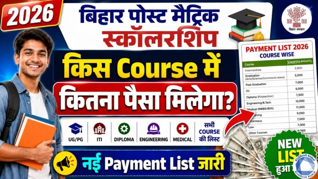 Bihar Post Matric Scholarship Payment List 2026 Course Wise