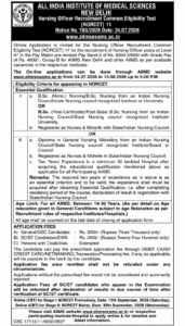 AIIMS Nursing Officer Recruitment 2026