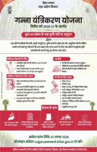 Bihar Ganna Yantrikaran Yojana 2026 : बिहार सरकार दे रही है कृषि यंत्र खरीदने पर 80% तक अनुदान- ऑनलाइन शुरू Bihar Ganna Yantrikaran Yojana 2026