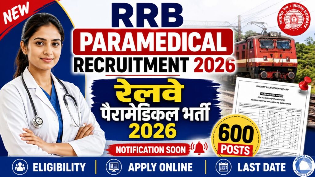 RRB Paramedical Recruitment 2026 Apply Online: 600 Posts, Notification, Eligibility & Last Date RRB Paramedical Recruitment 2026
