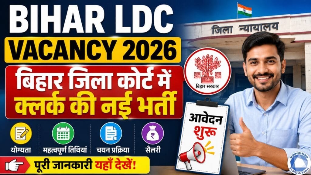 Bihar LDC Vacancy 2026 : बिहार जिला कोर्ट में आई क्लर्क की नई भर्ती - आवेदन शुरू Bihar LDC Vacancy 2026