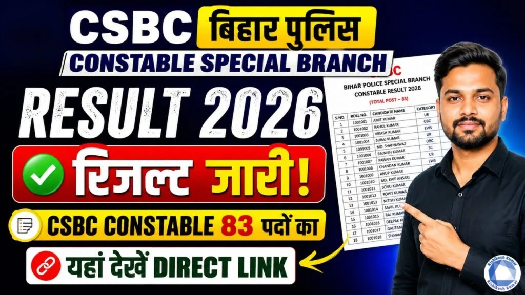 CSBC Bihar Police Constable Special Branch Result 2026