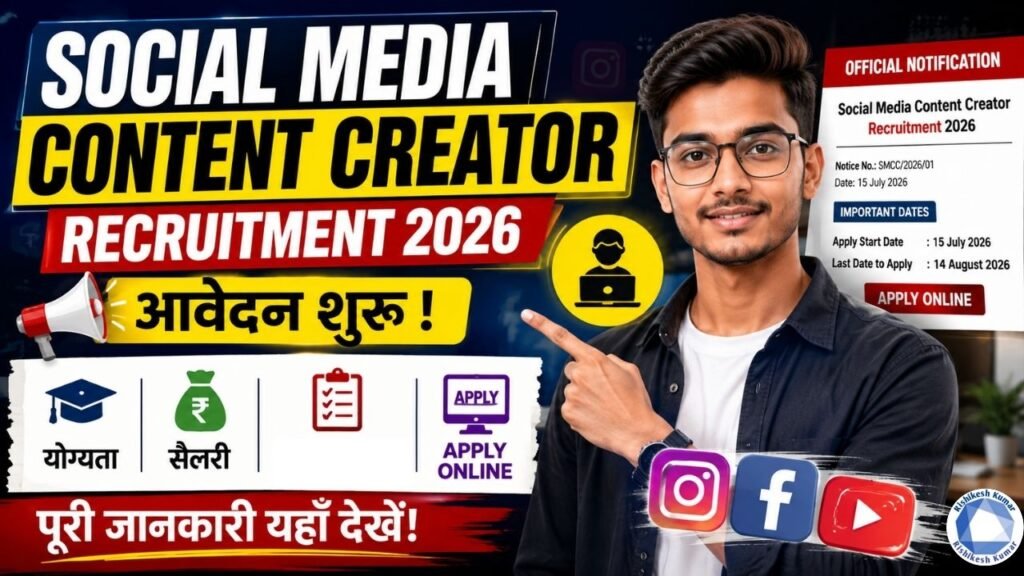 Social Media Content Creator Recruitment 2026: आवेदन शुरू, योग्यता, सैलरी और Apply Online Social Media Content Creator Recruitment 2026