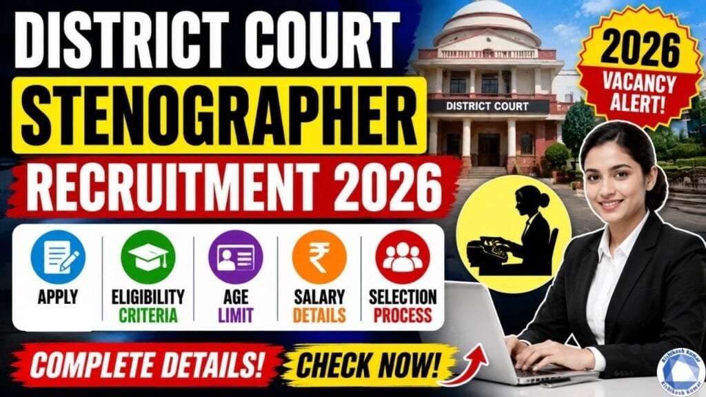 District Court Stenographer Recruitment 2026: Stenographer Posts, Apply Online, Eligibility, Age Limit, Salary & Selection Process District Court Stenographer Recruitment 2026
