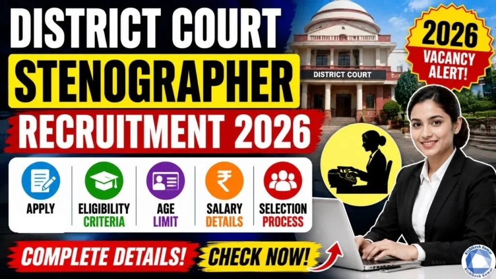 District Court Stenographer Recruitment 2026: Stenographer Posts, Apply Online, Eligibility, Age Limit, Salary & Selection Process District Court Stenographer Recruitment 2026