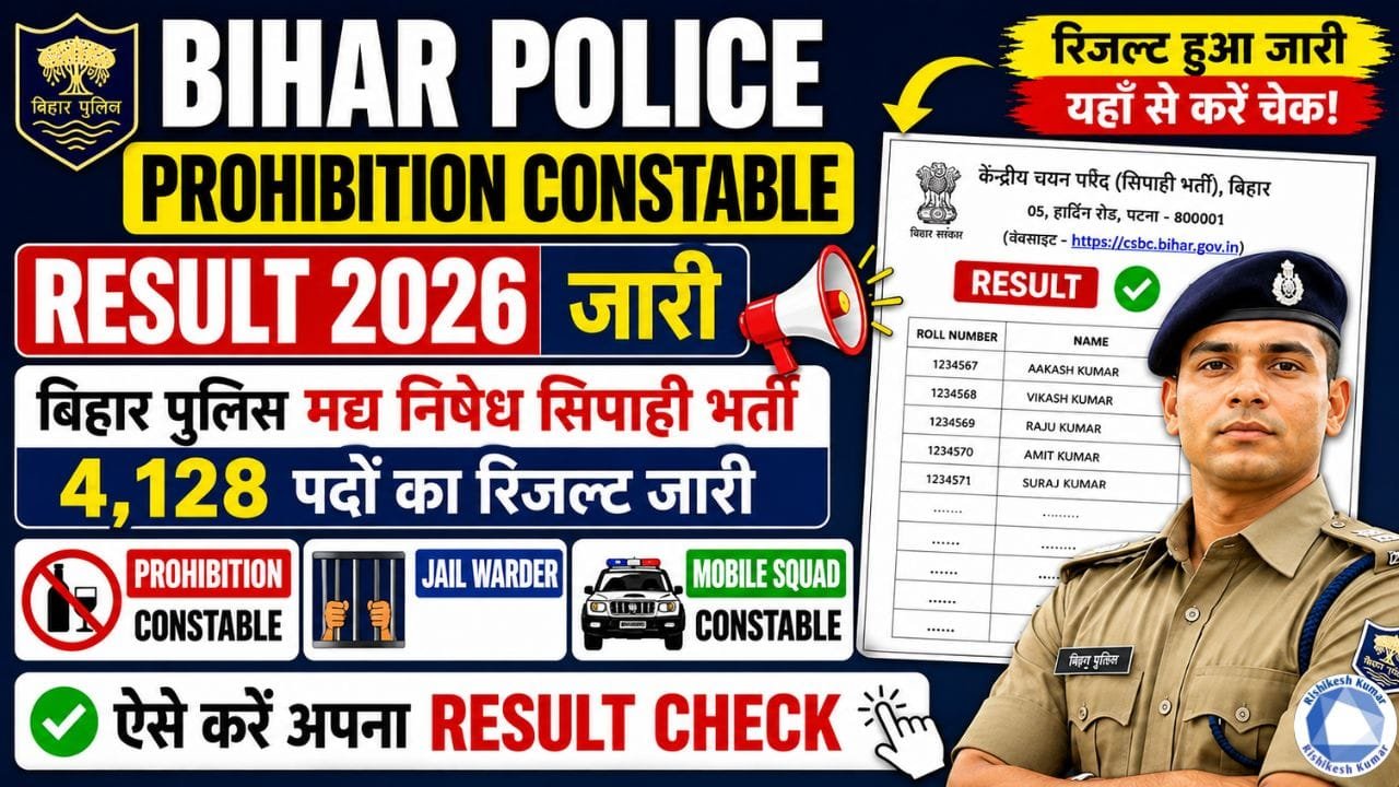 Bihar Police Prohibition Constable Result 2026