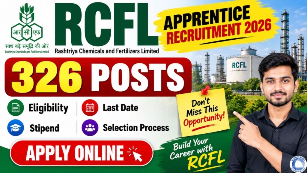 RCFL Apprentice Recruitment 2026: 326 Posts के लिए Online Apply, Eligibility & Last Date RCFL Apprentice Recruitment 2026