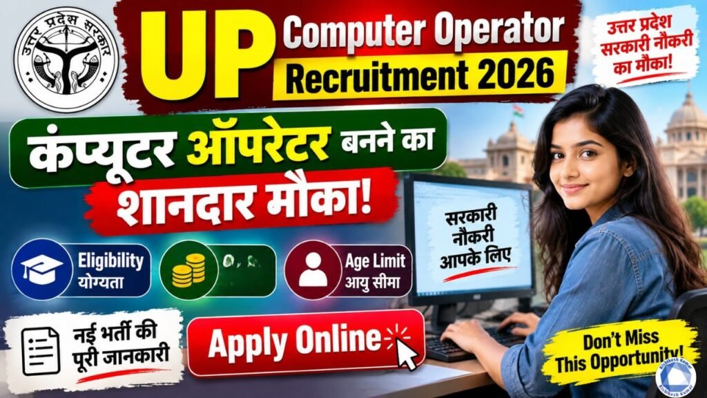 UP Computer Operator Recruitment 2026: कंप्यूटर ऑपरेटर बनने का शानदार मौका! नई भर्ती, Eligibility & Apply Online UP Computer Operator Recruitment 2026