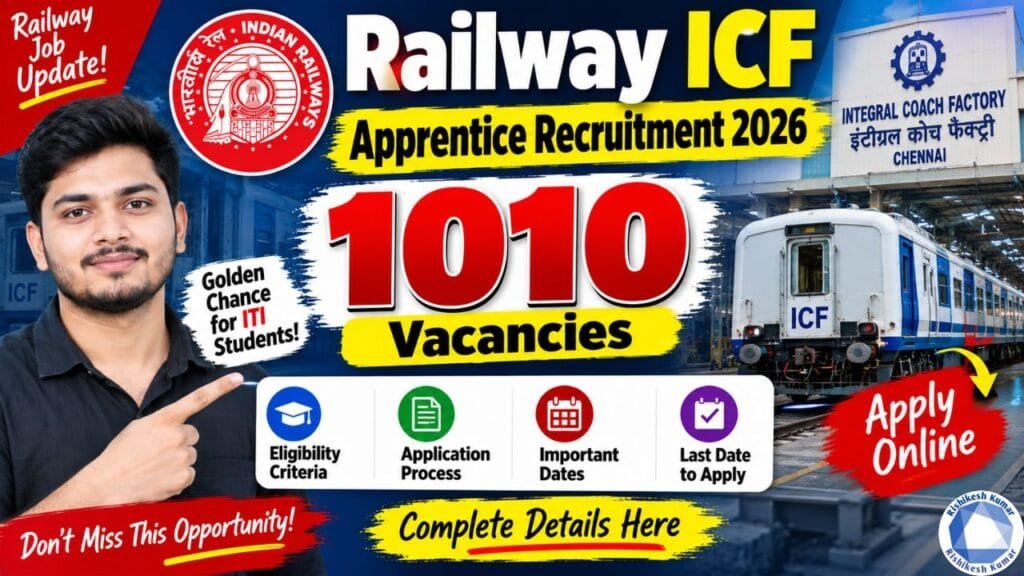 Railway ICF Apprentice Recruitment 2026: 1010 Vacancies, Apply Online, Eligibility & Last Date Railway ICF Apprentice Recruitment 2026