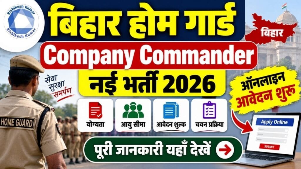 Bihar Home Guard Company Commander Recruitment 2026: बिहार होम गार्ड में Company Commander की नई भर्ती, Online Apply Bihar Home Guard Company Commander Recruitment 2026