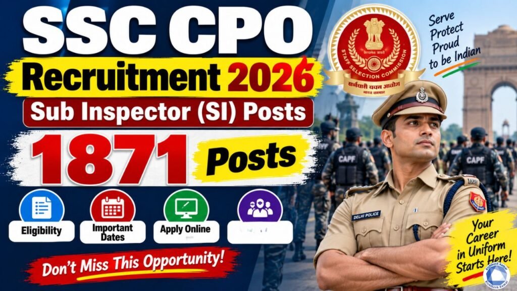 SSC CPO Recruitment 2026: 1871 Sub Inspector Posts, Apply Online, Eligibility & Last Date SSC CPO Recruitment 2026