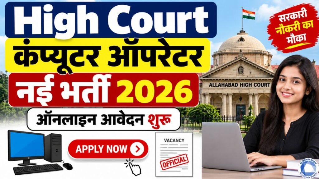 High Court Computer Operator Vacancy 2026 : हाई कोर्ट में कंप्यूटर ऑपरेटर के पदों पर नई भर्ती- ऑनलाइन आवेदन शुरू, योग्यता व Apply Link High Court Computer Operator Vacancy 2026