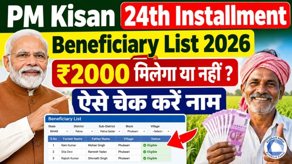 PM Kisan 24th Installment Beneficiary List 2026: ₹2000 मिलेगा या नहीं, ऐसे चेक करें नाम PM Kisan 24th Installment Beneficiary List 2026