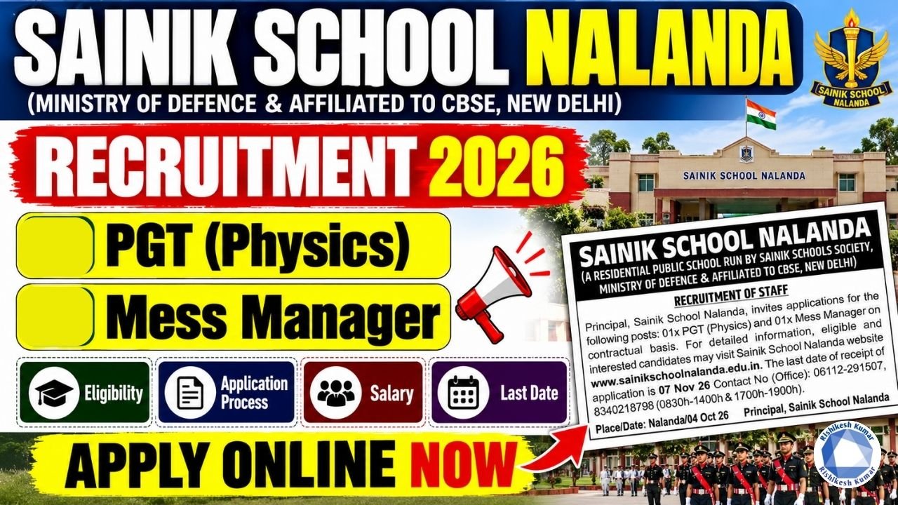 Sainik School Nalanda Recruitment 2026